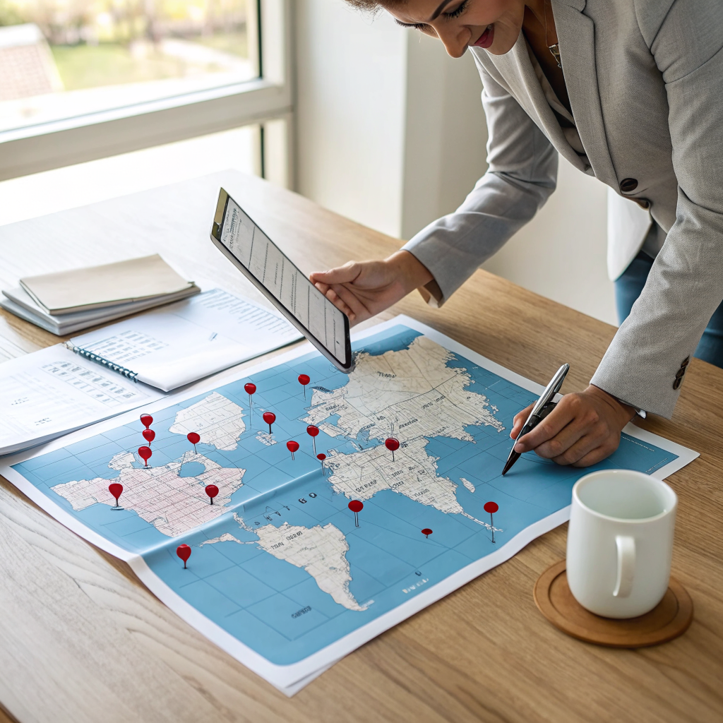 Campaign planning with a world map and digital research